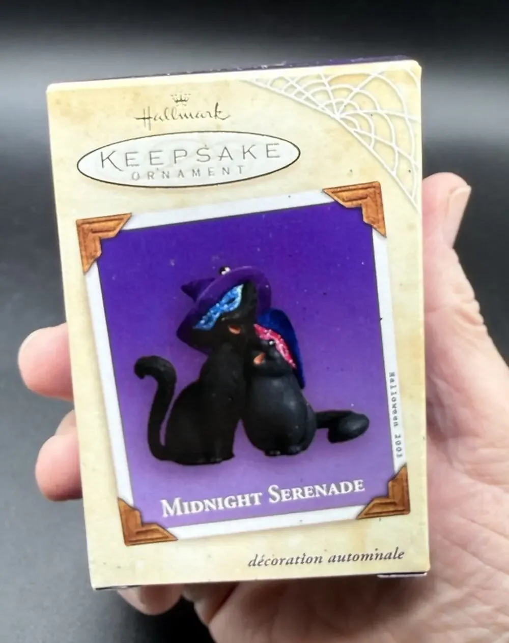 2003 Hallmark Halloween Ornament Midnight Serenade Singing Black Cats 44D